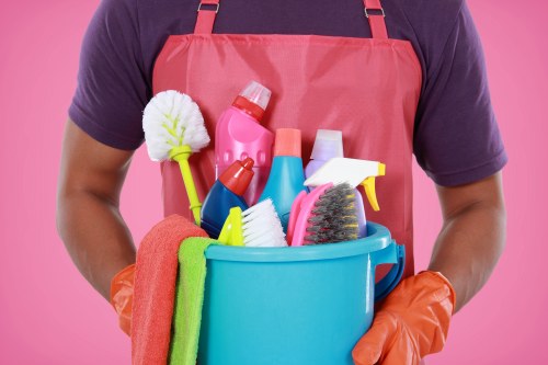 Sustainability-focused carpet cleaning workflow with recycling and waste separation