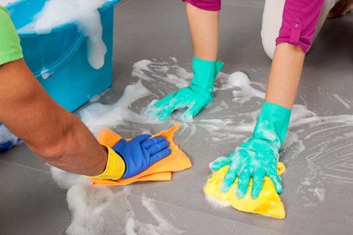 Stratford Carpet Cleaners team preparing a safe carpet cleaning job