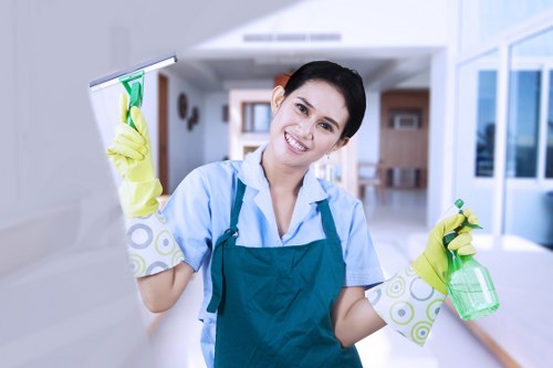 Deep cleaning a fabric couch with professional equipment in Stratford